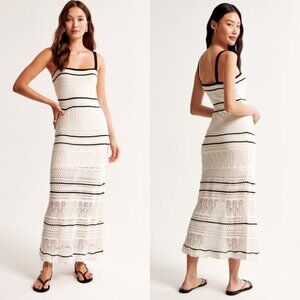 Abercrombie & Fitch White and Black Midi Dress